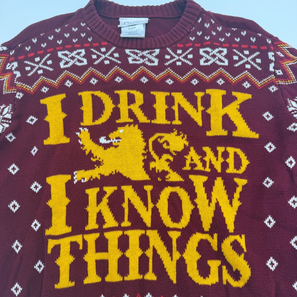 Game of Thrones I Drink and I Know Things Lannister Ugly Christmas Sweater M